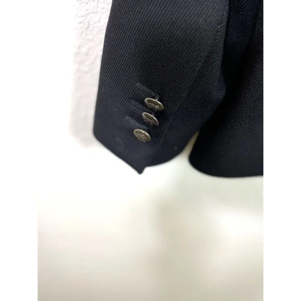 Zara Man Military Blazer Jacket Black Lined Double Vent Structured Size 36R - Picture 9 of 11